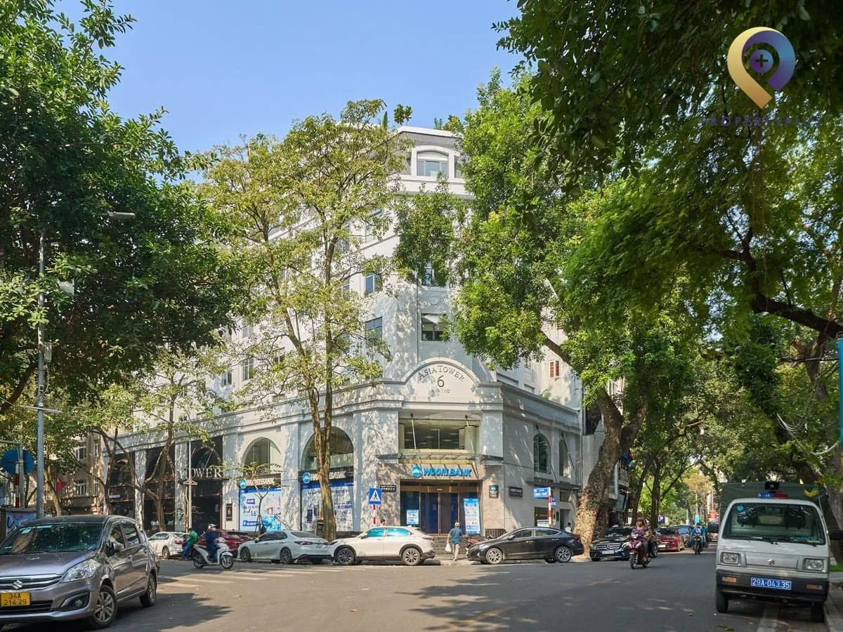 Toàn cảnh tòa nhà Asia Tower nhìn từ bên ngoài